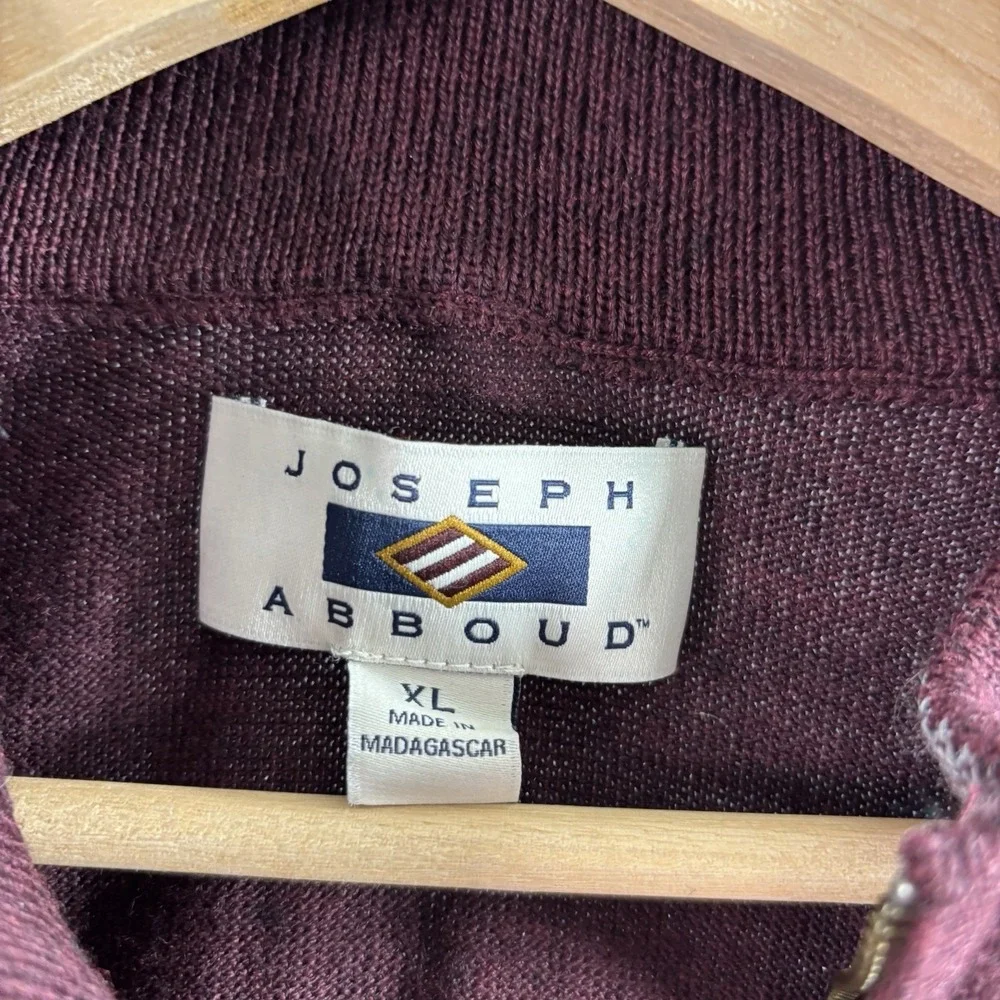 Joseph Abboud Merino Wool Blend Quarter Zip Sweater XL Red Pullover